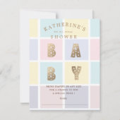 Pastel Kleur Blok Goud Baby shower Raffle Kaart (Voorkant)