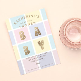 Pastel Kleur Blok Goud Baby shower Raffle Kaart