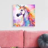 Pastel Kleur Eenhoorn Canvas Afdruk (Insitu (Woonkamer))