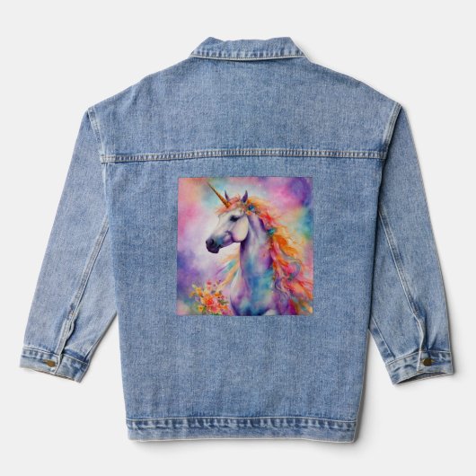Pastel Kleur Eenhoorn Denim Jacket (Achterkant)