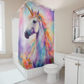 Pastel Kleur Eenhoorn Douchegordijn (In situ)