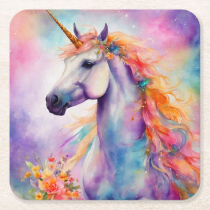 Pastel Kleur Eenhoorn Kartonnen Onderzetters