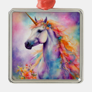 Pastel Kleur Eenhoorn Metalen Ornament