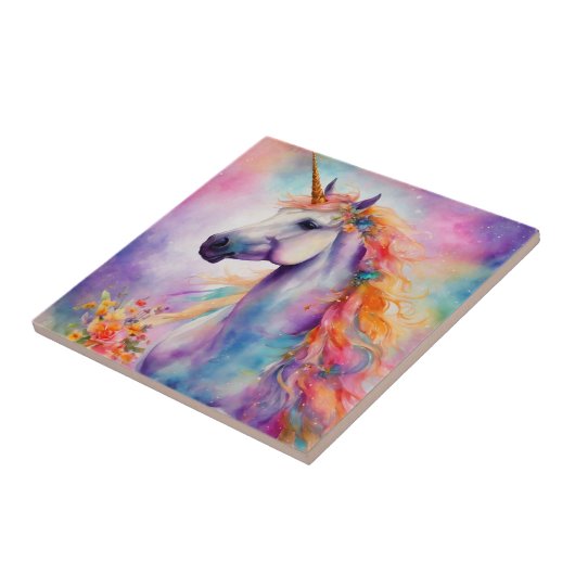 Pastel Kleur Eenhoorn Tegeltje (Zijkant)