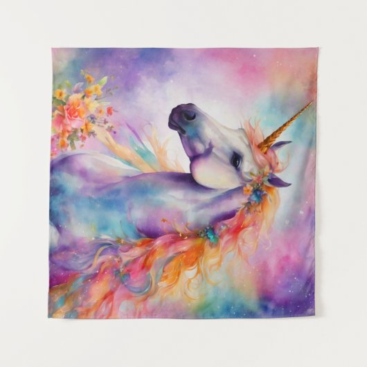 Pastel Kleur Eenhoorn Wandkleed (Voorkant (horizontaal))