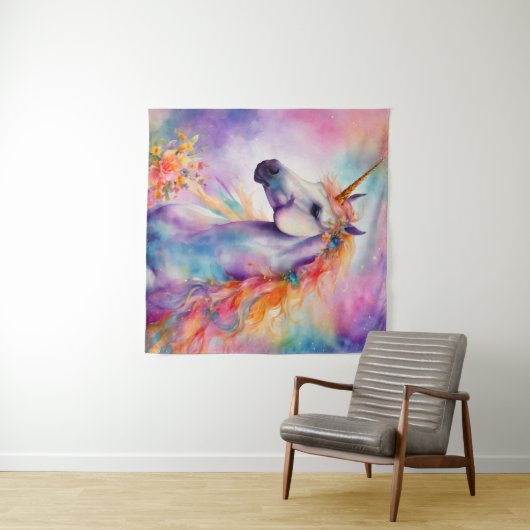 Pastel Kleur Eenhoorn Wandkleed (In Situ (horizontaal))