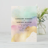 Pastel kleur eenvoudige subtiele thema waterverf kaart (Staand voorkant)