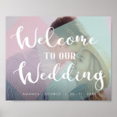 Pastel Kleur Foto Huwelijk Welkom Teken Poster (Voorkant)