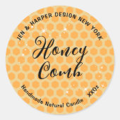 Pastel Kleur Geel Honing Kam Patroon Schattige Ronde Sticker (Voorkant)