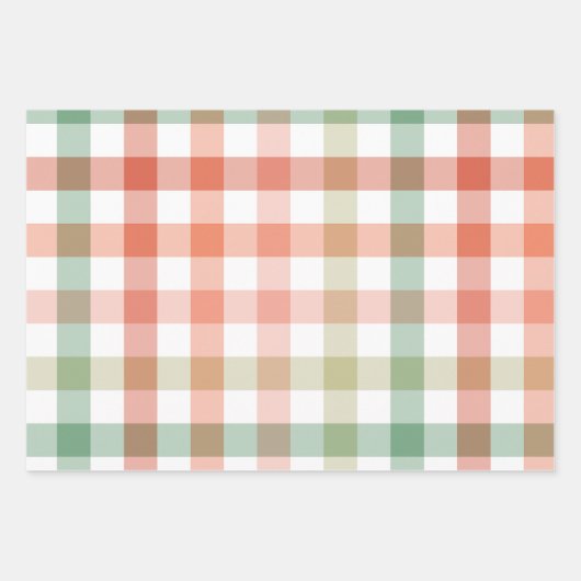 Pastel Kleur Gingham Check Plaid Inpakpapier Vel (Voorkant 3)