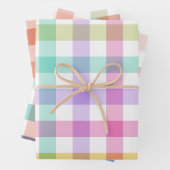 Pastel Kleur Gingham Check Plaid Inpakpapier Vel (In situ)