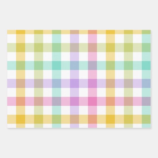 Pastel Kleur Gingham Check Plaid Inpakpapier Vel (Voorkant)