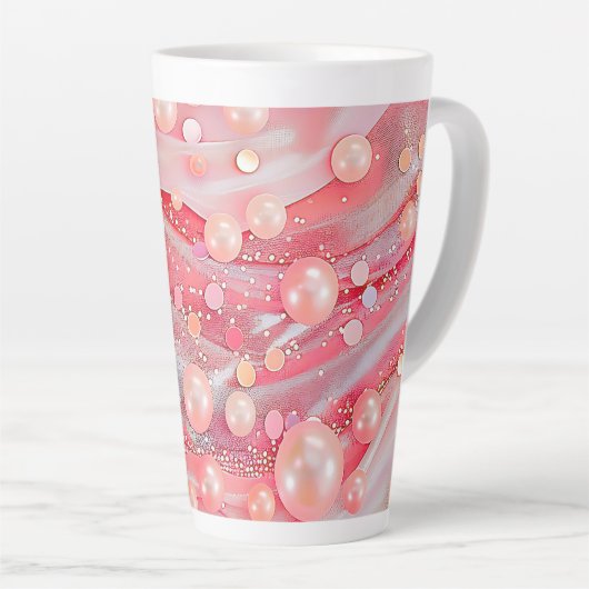 Pastel Kleur Glitter Pearl Print Latte Mok (Rechterhoek)