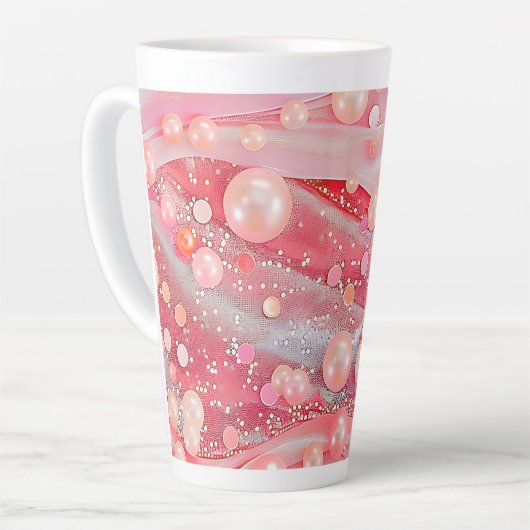 Pastel Kleur Glitter Pearl Print Latte Mok (Linkerhoek)