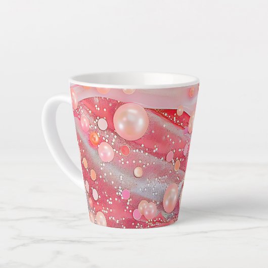 Pastel Kleur Glitter Pearl Print Latte Mok (Linkerhoek)