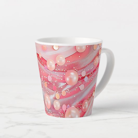 Pastel Kleur Glitter Pearl Print Latte Mok (Rechterhoek)