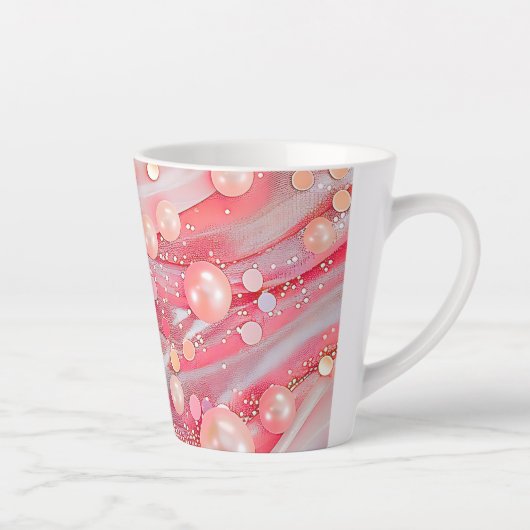 Pastel Kleur Glitter Pearl Print Latte Mok (Rechts)