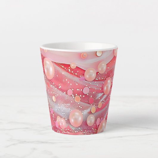 Pastel Kleur Glitter Pearl Print Latte Mok (Voorkant)