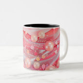 Pastel Kleur Glitter Pearl Print Tweekleurige Koffiemok (Voorkant rechts)