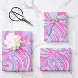 Pastel Kleur Golven in Roze, Lavendel, & Lichtblau Inpakpapier Vel