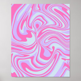 Pastel Kleur Golven in Roze, Lavendel, & Lichtblau Poster