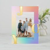  Pastel Kleur Gradiënt JOY Kerstmis Foto Folie Feestdagenkaart (Staand Voorkant)