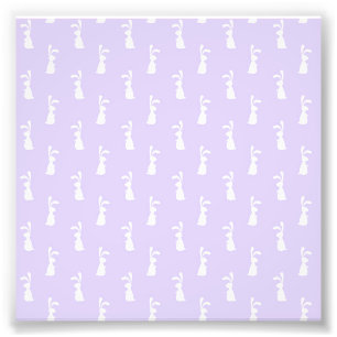 Pastel Kleur Konijn Patroon Blauwe Achtergrond Hui Foto Afdruk