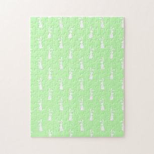 Pastel Kleur Konijn Patroon Mint Achtergrond Huisd Legpuzzel
