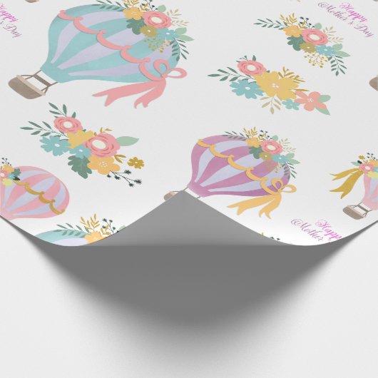 Pastel Kleur Luchtballonnen Moederdag Cadeaupapier (Hoek)