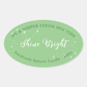 Pastel Kleur Mint Groen Product Verpakking Etikett Ovale Sticker (Voorkant)