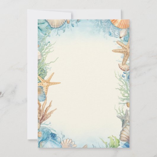 Pastel kleur onder het Zee Baby shower uitnodiging (Achterkant)