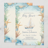 Pastel kleur onder het Zee Baby shower uitnodiging (Voorkant / Achterkant)