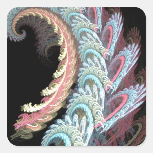 Pastel Kleur Paisley Fractal Art Design Gifts Vierkante Sticker (Voorkant)