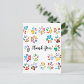 Pastel kleur Pawprints Dank u Briefkaart (Staand voorkant)