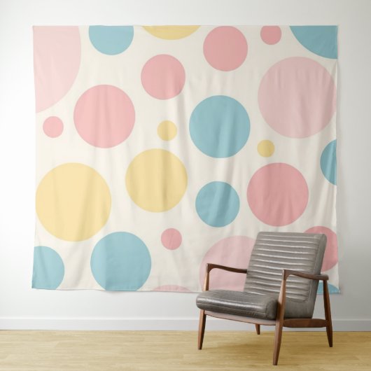 Pastel kleur polk dot wandkleed (In Situ (horizontaal))
