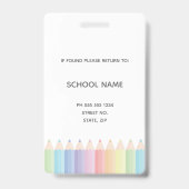 Pastel Kleur Regenboog Leraar Foto ID badge (Achterkant)