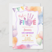 Pastel Kleur Roze High Five Verjaardag Kaart (Voorkant)