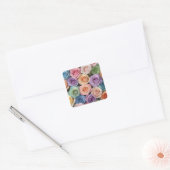 Pastel kleur rozen vierkante sticker (Envelop)
