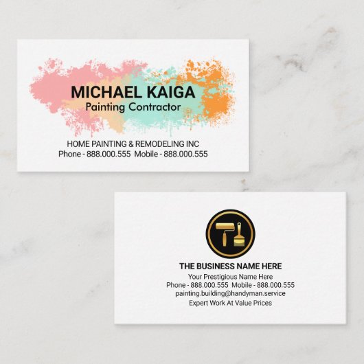 Pastel kleur Spletters Home Remodelling Visitekaartje (Voorkant / Achterkant)