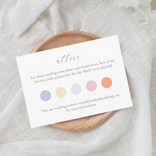 Pastel kleur stip kleding trouwjurk code informatiekaartje