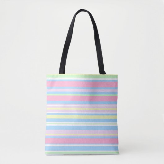 Pastel Kleur Strepen Tote Bag (Voorkant)