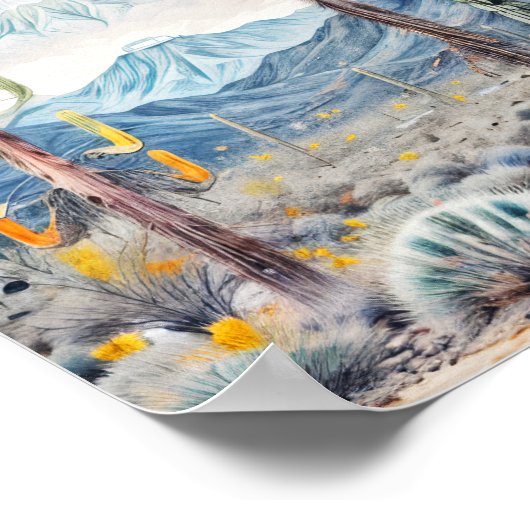 Pastel kleur surrealistische abstracte woestijn ca poster (Hoek)