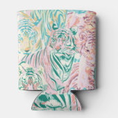 Pastel Kleur Tijger Art Patroon Blikjeskoeler (Achterkant)