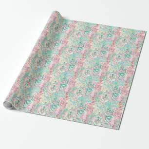 Pastel Kleur Tijger Art Patroon Cadeaupapier