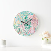 Pastel Kleur Tijger Art Patroon Grote Klok (Huis)