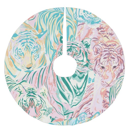 Pastel Kleur Tijger Art Patroon Kerstboom Rok (Voorkant)