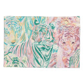 Pastel Kleur Tijger Art Patroon Kussensloop (Achterkant)