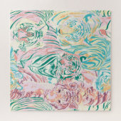 Pastel Kleur Tijger Art Patroon Legpuzzel (Horizontaal)