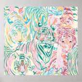 Pastel Kleur Tijger Art Patroon Poster (Voorkant)