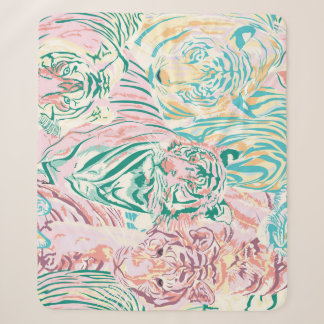 Pastel Kleur Tijger Art Patroon Sherpa Deken